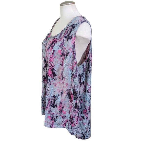 Penningtons Womens Plus Size 3X Top Pink Multicolor Sleeveless Career Casual - Picture 3 of 6